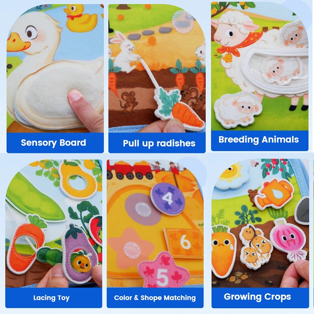 Livre sensoriel bébé en tissu Montessori